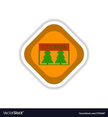 Paper sticker on white background city park vector image