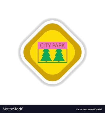 Paper sticker on white background city park vector image