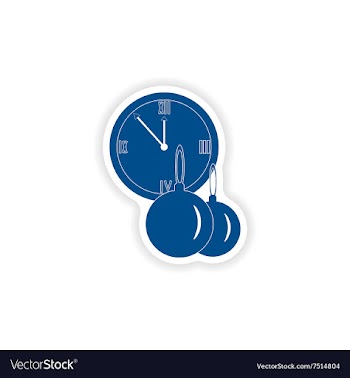 Paper sticker on white background clock Christmas vector image
