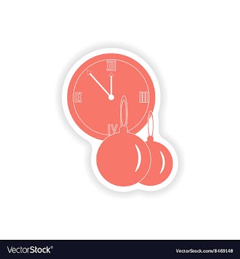 Paper sticker on white background clock Christmas vector image