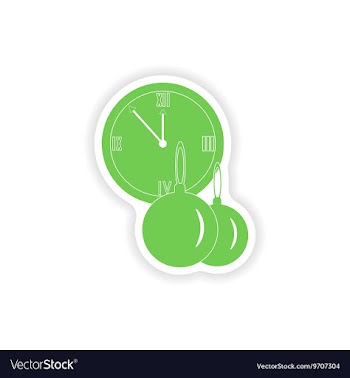 Paper sticker on white background clock Christmas vector image