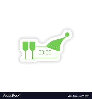 Paper sticker on white background clock vector image