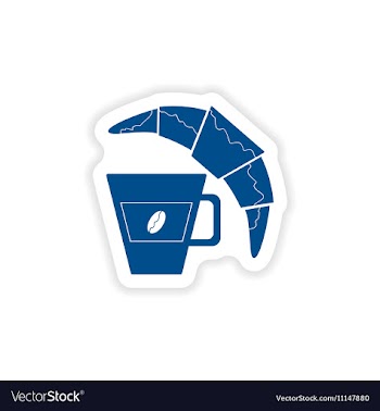 Paper sticker on white background coffee cup vector image
