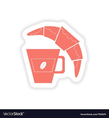 Paper sticker on white background coffee cup vector image