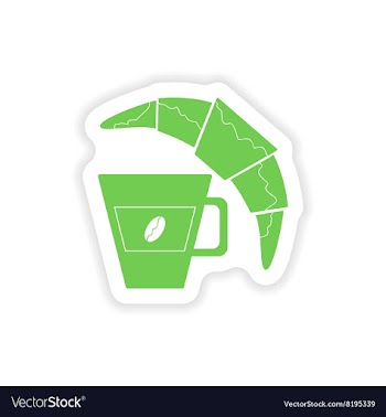 Paper sticker on white background coffee cup vector image