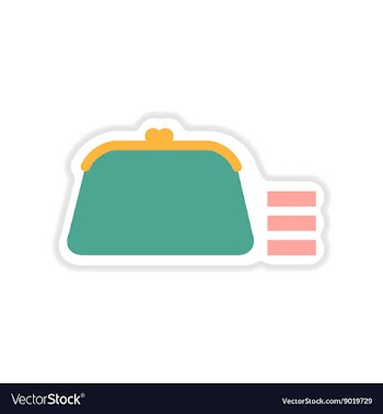 Paper sticker on white background coin purse vector image