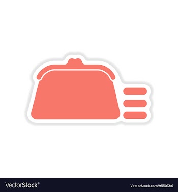 Paper sticker on white background coin purse vector image