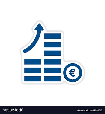Paper sticker on white background coins graph vector image