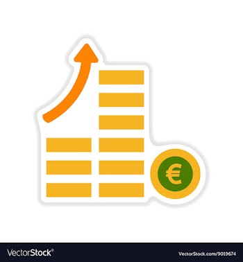 Paper sticker on white background coins graph vector image