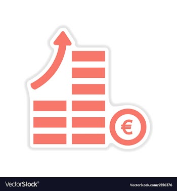 Paper sticker on white background coins graph vector image