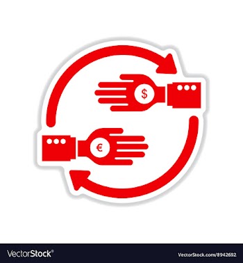 Paper sticker on white background coins in hand vector image