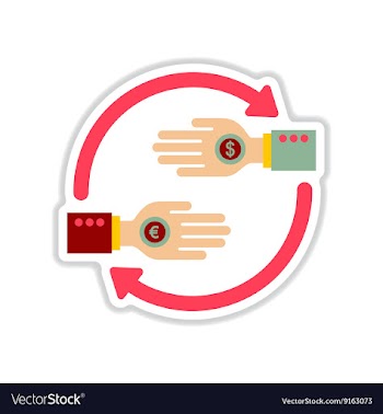 Paper sticker on white background coins in hand vector image