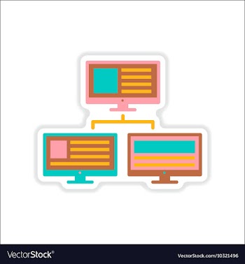 Paper sticker on white background computer network vector image