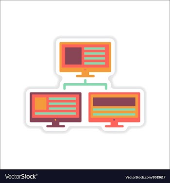 Paper sticker on white background computer network vector image