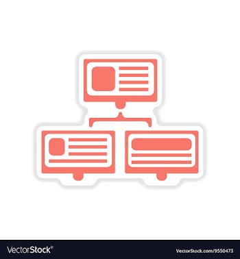 Paper sticker on white background computer network vector image