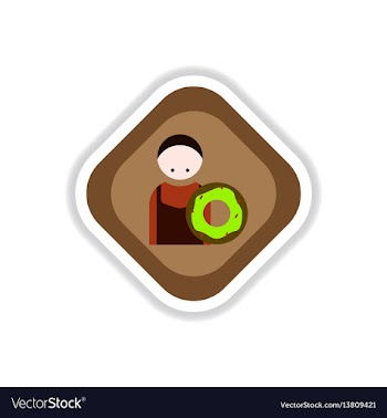Paper sticker on white background cook donut vector image