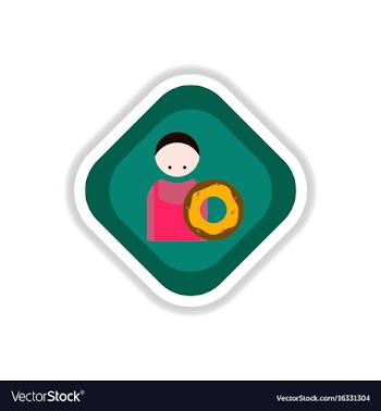 Paper sticker on white background cook donut vector image