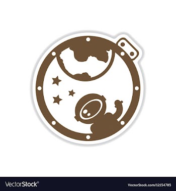 Paper sticker on white background cosmonaut vector image