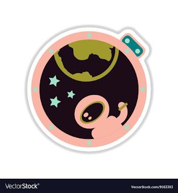 Paper sticker on white background cosmonaut vector image