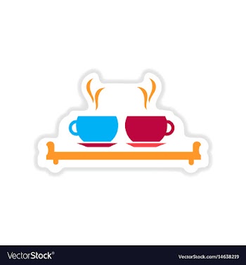 Paper sticker on white background couple cups vector image