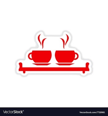 Paper sticker on white background couple cups vector image
