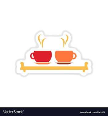 Paper sticker on white background couple cups vector image