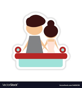 Paper sticker on white background couple on couch vector image