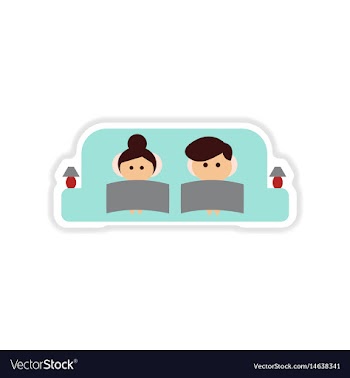 Paper sticker on white background couple on couch vector image