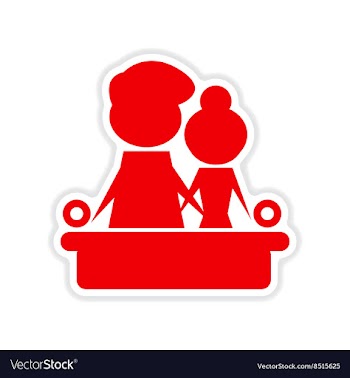 Paper sticker on white background couple on couch vector image