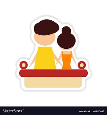 Paper sticker on white background couple on couch vector image