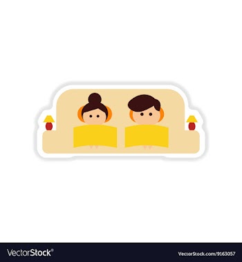 Paper sticker on white background couple on couch vector image