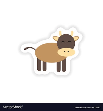 Paper sticker on white background cow cartoon vector image