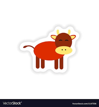 Paper sticker on white background cow cartoon vector image