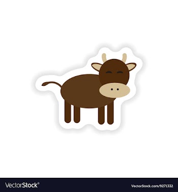 Paper sticker on white background cow cartoon vector image