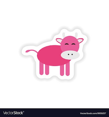 Paper sticker on white background cow cartoon vector image