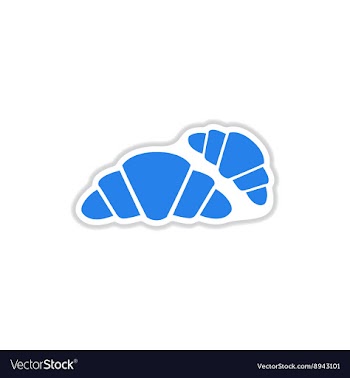 Paper sticker on white background croissants vector image