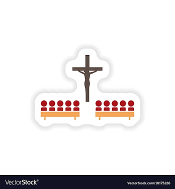 Paper sticker on white background crucifixion and vector image