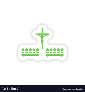 Paper sticker on white background crucifixion and vector image