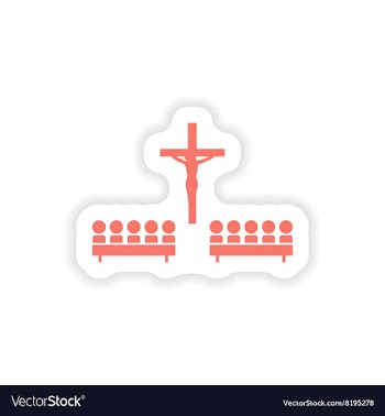 Paper sticker on white background crucifixion and vector image