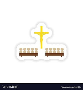Paper sticker on white background crucifixion and vector image
