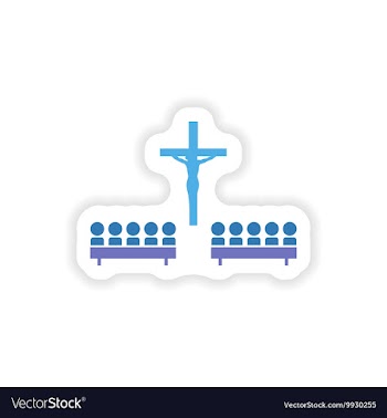Paper sticker on white background crucifixion and vector image