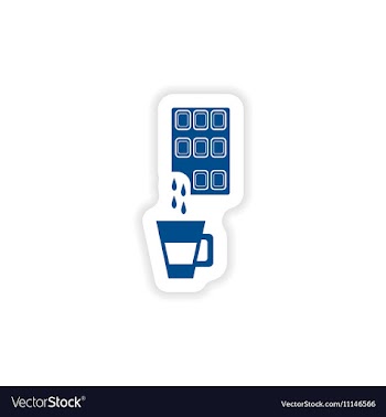 Paper sticker on white background cup hot vector image