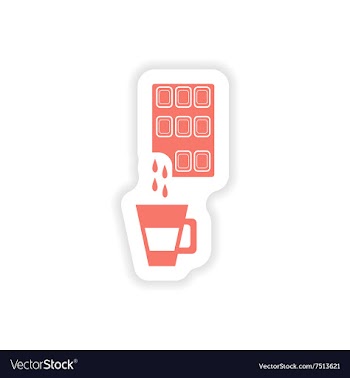 Paper sticker on white background cup hot vector image