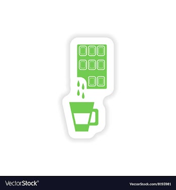 Paper sticker on white background cup hot vector image
