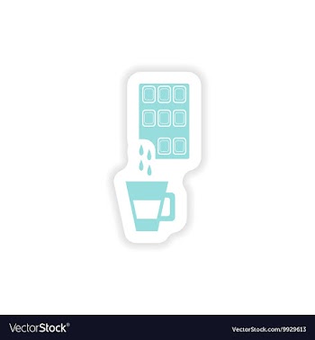 Paper sticker on white background cup hot vector image