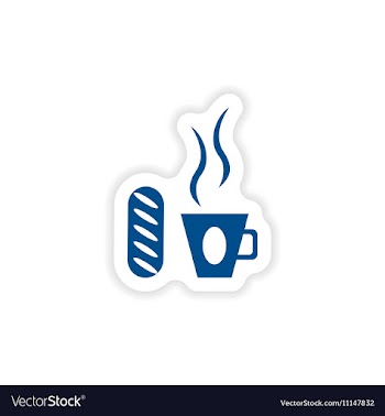 Paper sticker on white background cup of coffee vector image