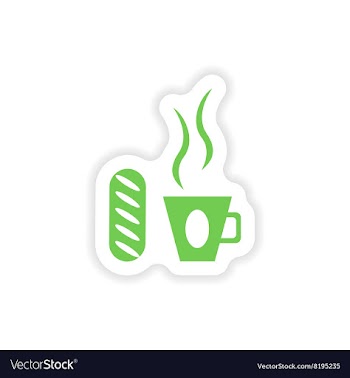 Paper sticker on white background cup of coffee vector image