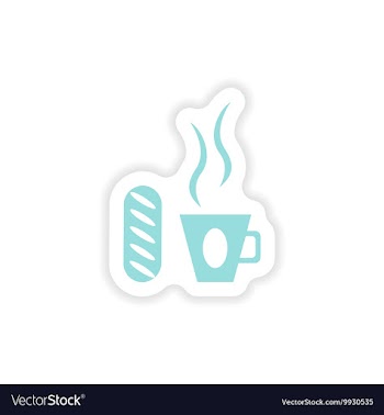 Paper sticker on white background cup of coffee vector image
