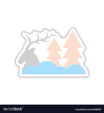 Paper sticker on white background deer forest vector image