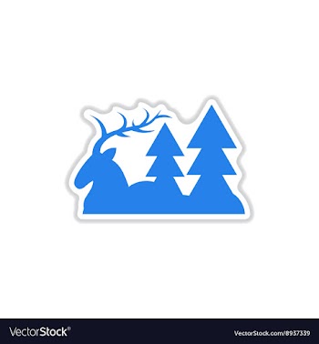 Paper sticker on white background deer forest vector image
